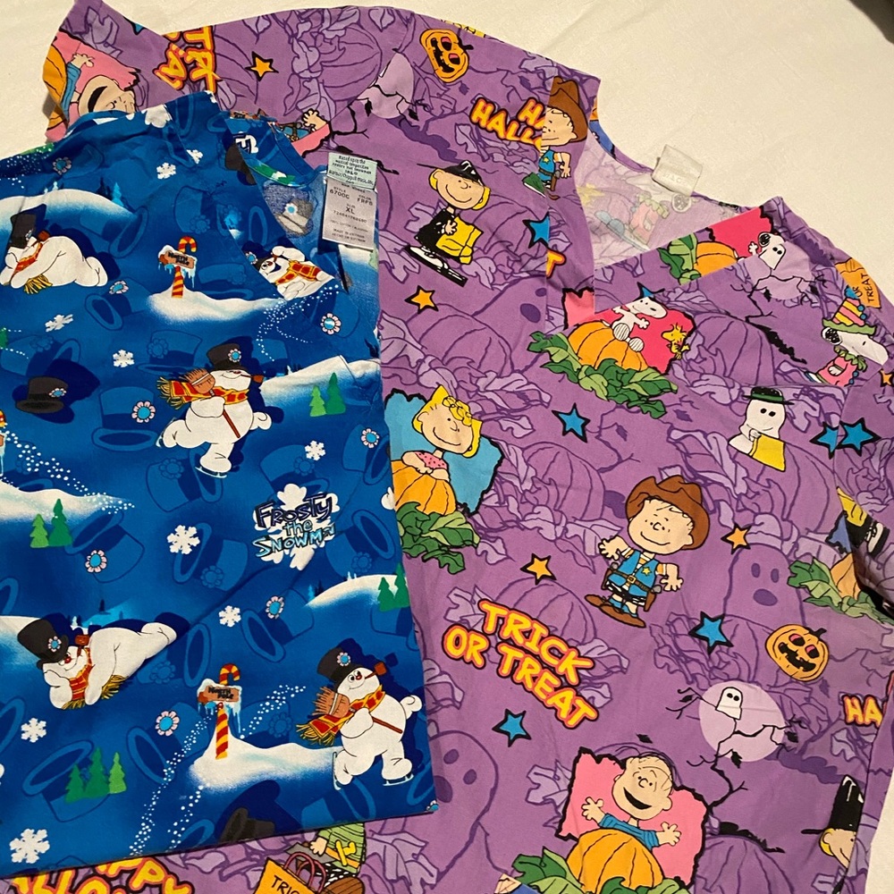 festive scrub tops
